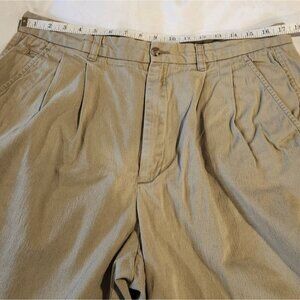 VTG Eddie Bauer EBTEK Golf Shorts Men's 35 Khaki Chino‎ 5-Pocket Pleated Casual